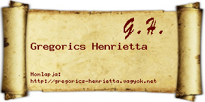 Gregorics Henrietta névjegykártya
